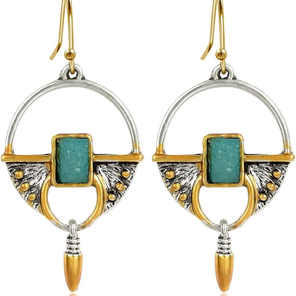 Vintage Sterling Silver Gold Plated Drop Dangle Earrings For Women